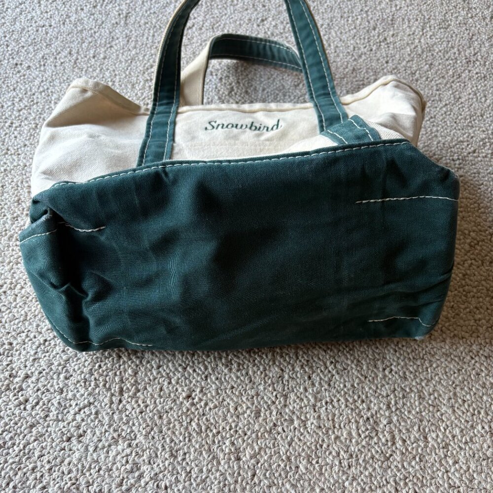 L.L. Bean Small Boat & Tote Green Chickadee Embroidered Snowbird USA Nautical - Picture 4 of 11